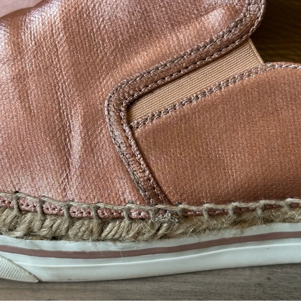 Jimmy Choo Women Espadrille 10 Copper Shoes‎ Metallic Jute Trim Size 40 Slip On
